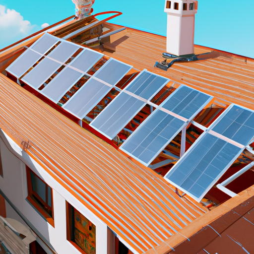מערכת פאנלים פוטו-וולטאיים על גג בית.